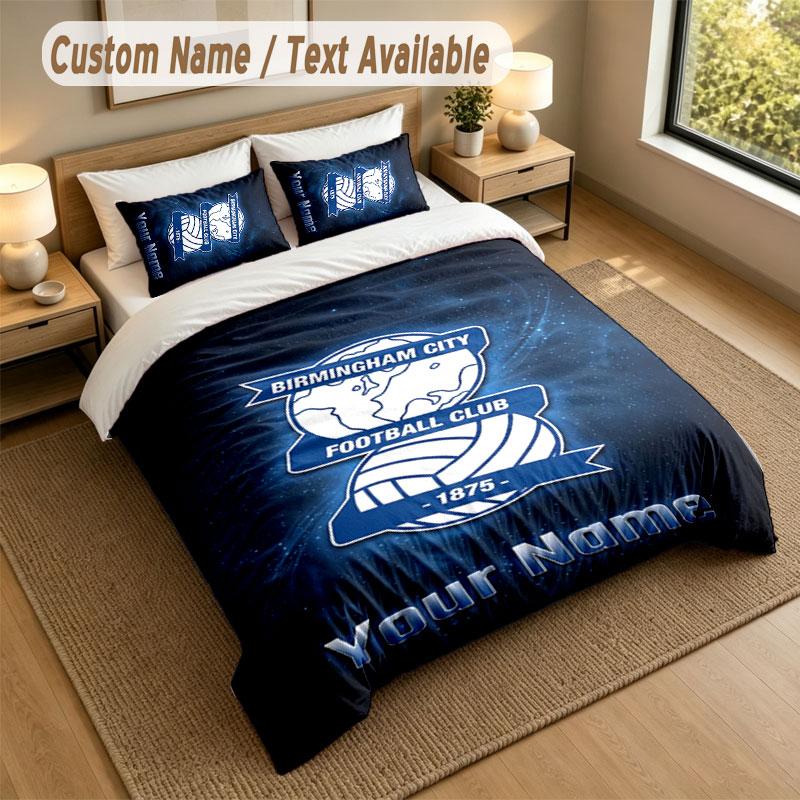 Bedding Set 1 Duvet Cover 2 Pillowcases BIRMINGHAM CITY Football Print Soft Bed Linen Bedroom Decor