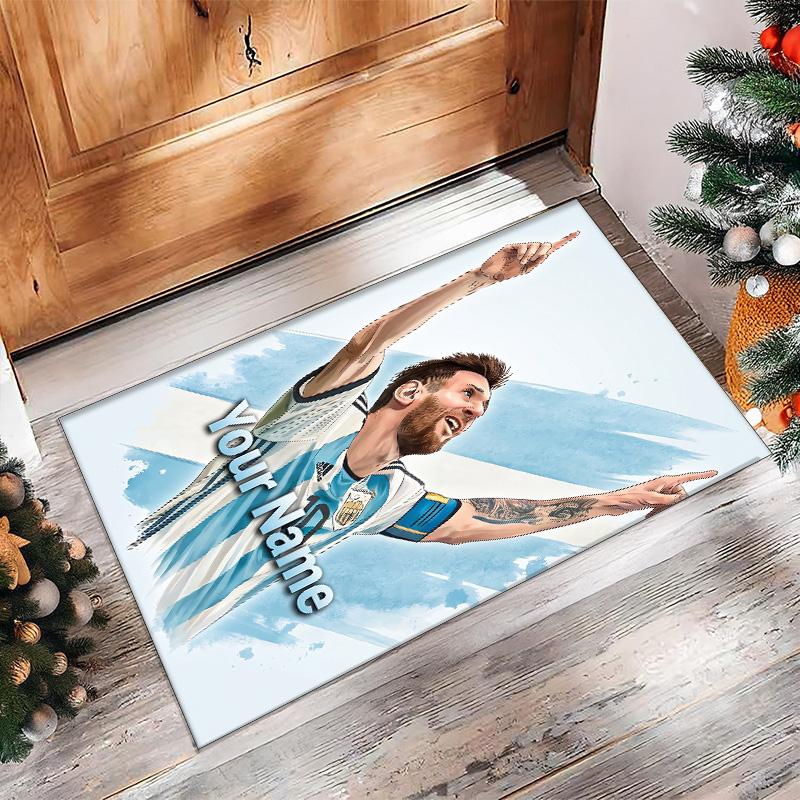 Tappeto in Cristallo Vellutato Stampato Lionel Messi Tappeto Antiscivolo in Cristallo Vellutato Per Divano Camera da Letto Decorazione Interna della Casa