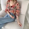 Fashion Floral Prined Chiffon Women's Shirt 2025 Spring and Summer Thin Slim-fitting Simple Long Sleeve Office Blouse Loose Casual Simple Lapel Tops