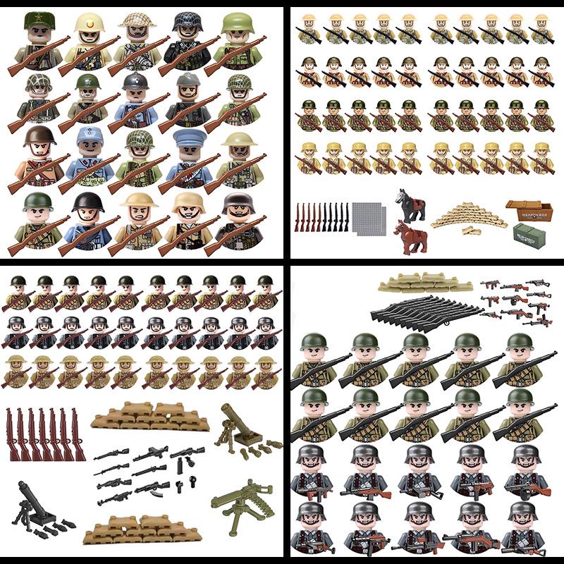 WII Military Figure Building Blocks: Weapons & Soldiers Toy Set for Boys