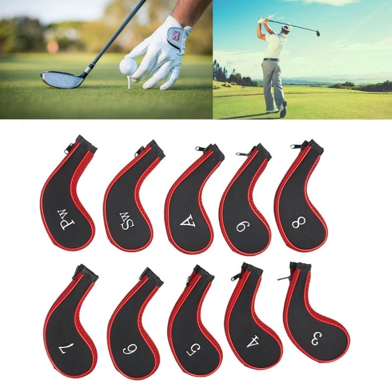10Pcs Mesh Fabric Golf Head Cover Golfs Club Head Golf Wedges Cover with Number