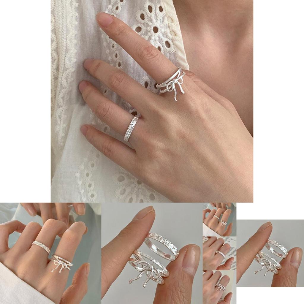 Chic Geometric Bowknot Ring For Women Fashionable Adjustable Copper Jewelry
