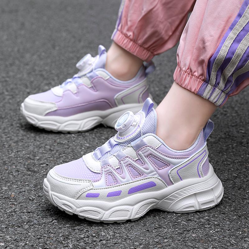 Girls Sports Shoes Lightweight Leather Kids Sneakers Casual Pink Children Anti-slip Walking Running Shoes