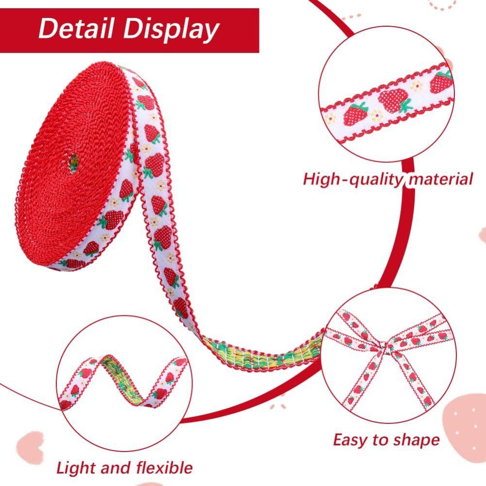 Neues 5 Yards Jacquardband 12-18 mm Breite Erdbeermuster Stickband DIY Handgemachtes Verpackungsband Geschenkpapier
