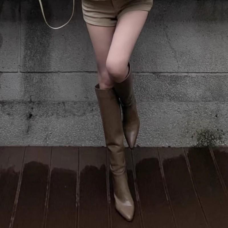 Womens Pointed Toe Stiletto Heel Slimming Over-the-Knee Boots Elastic Tall Winter Fall Shoes
