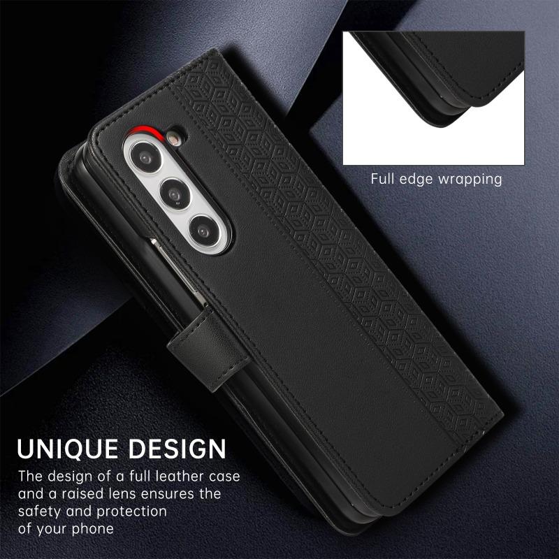 Leather Flip Phone Case for Samsung Galaxy Z Fold 7 6 5 4 3 5G Fold7 Fold6 Fold5 Wallet with Card Holder Protective Cover