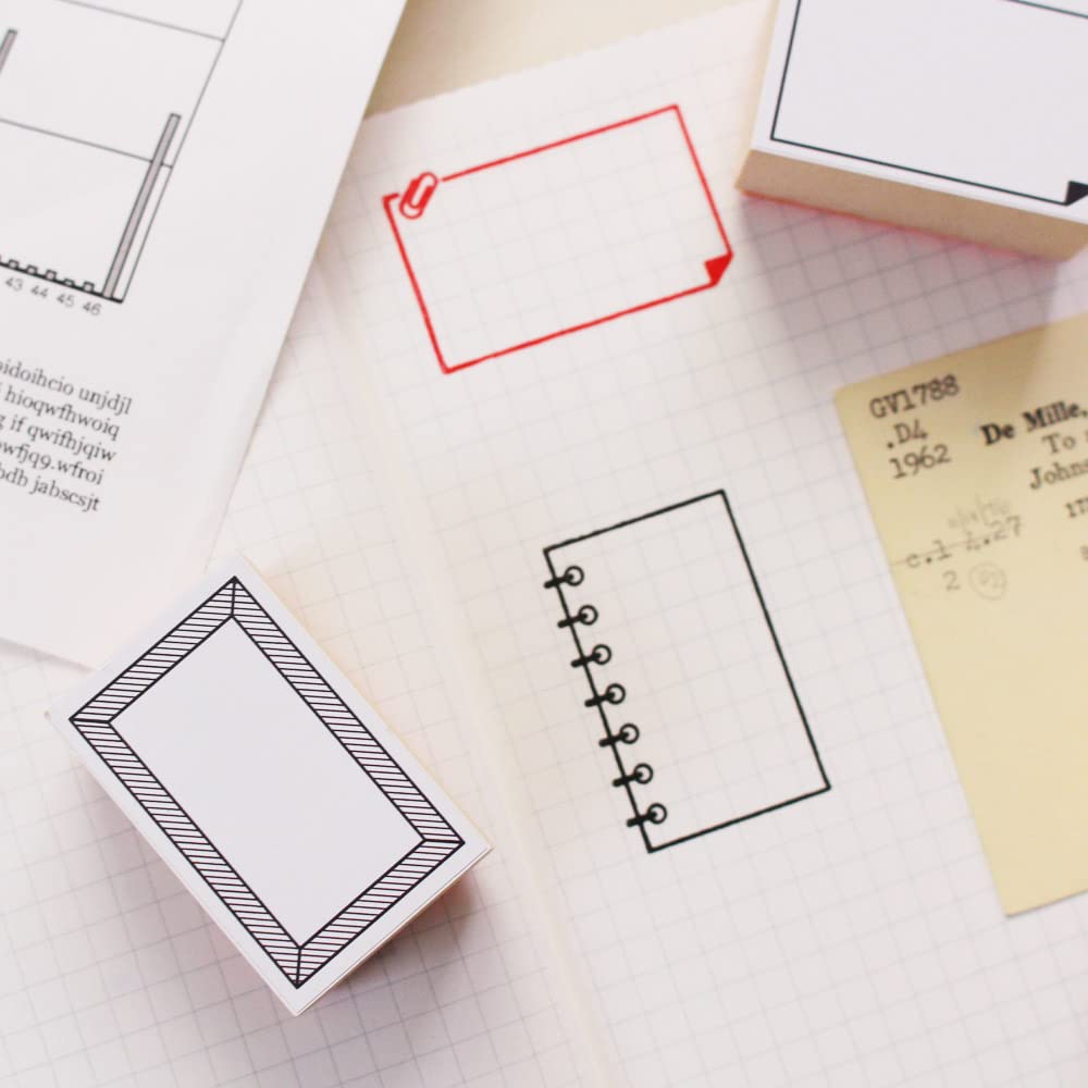 Cute and Stylish Wooden Rubber Stamp Set with Sticky and A Fun Stationery Gift for Made In Japan Frame, Notebook, Notes, Clips, More. Cards. (#17)