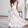 2023 Women's Summer V-Neck High Waist Sleeveless Printed Dress