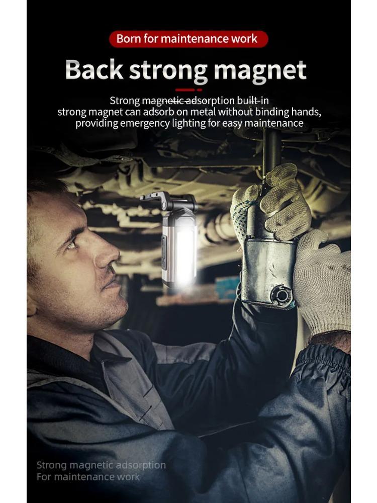 Portable COB Magnetic Work Light Rechargeable LED Flashlight Super Bright Camping Waterproof Car Repair Lamp with Brackets