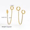 Fenny No Fade 18K Gold-plated Zirconia Pave Chain Tassel Double Ciecle Huggie Earring  Stainless Steel Ladies Jewelry