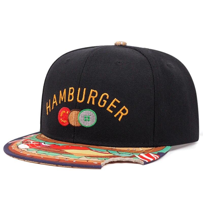 New Fashion Hamburger Embroidered Hip Hop Snapback Cap Trend Unisex Sun Men Woman Baseball Hat Adjustable