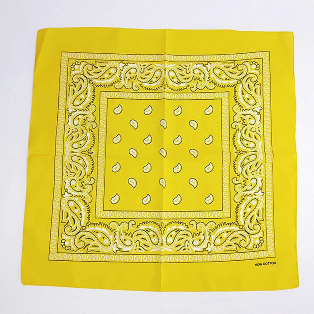 Trifong bandana yellow paisley handkerchief adult stylish 100% cotton cashew pattern men's unisex yellow 55cm x 55cm KC-D