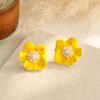 1PAIR Yellow Oil Dripping Begonia Flower Stud Earrings Are Popular, Fashionable, Fresh and Sweet Earrings, Unique and Beautiful Design Earrings.