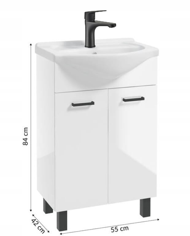 Gloss Bathroom Cabinet with Washbasin 84x55 Mea, with Faucet and Siphon