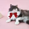 Cats Collar Adjustable Anti-Choking Puppy Necklace Heart Shape Velvet Bow Tie Dog Collar Rhinestone Decoration Pet Collar