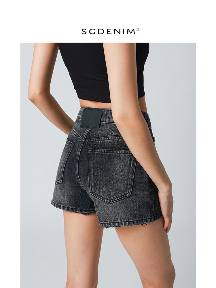 

American Classic Black & Gray Slim-Fit Denim Shorts: Mid-High Waist, Women s Summer Fashion XS (40-45 kg) графитово-серый