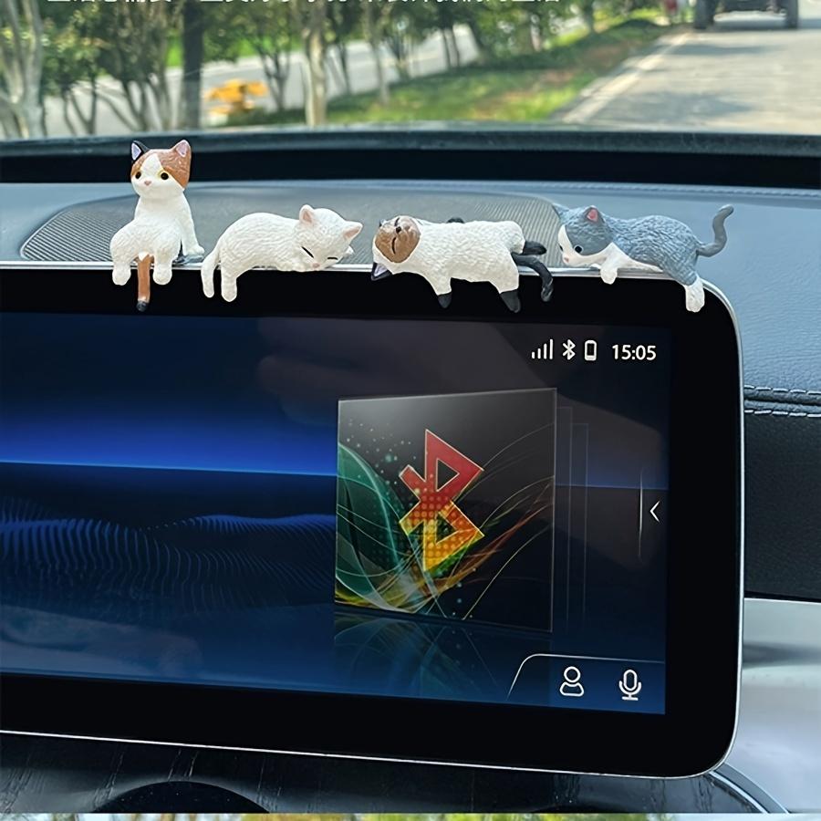 4PCS Car ornament, cute cat, lazy cat, lazy cat, center console screen decoration ornament, rearview mirror, reclining doll