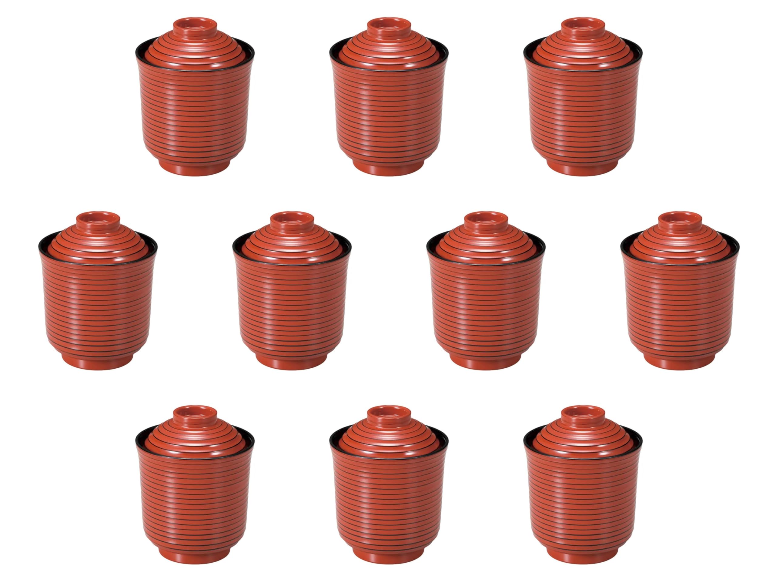 

Набор из 10 мисок для мытья палочек для еды с красными линиями x 10 см Маленький суповой ABS Setomonohonpo [TA] Koma-suji [7.6 (190 куб.см)] чаша, термостойкая смола,