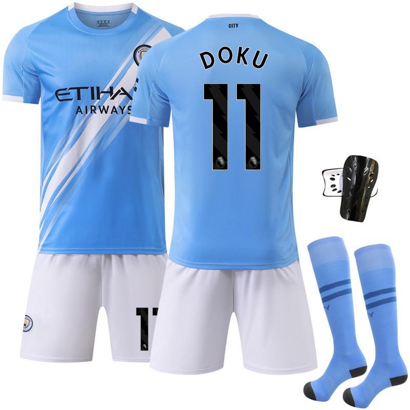 2526 Manchester City Home No. 9 Harland Football Jersey 17 De Braunet Children's Adult Sports Set
