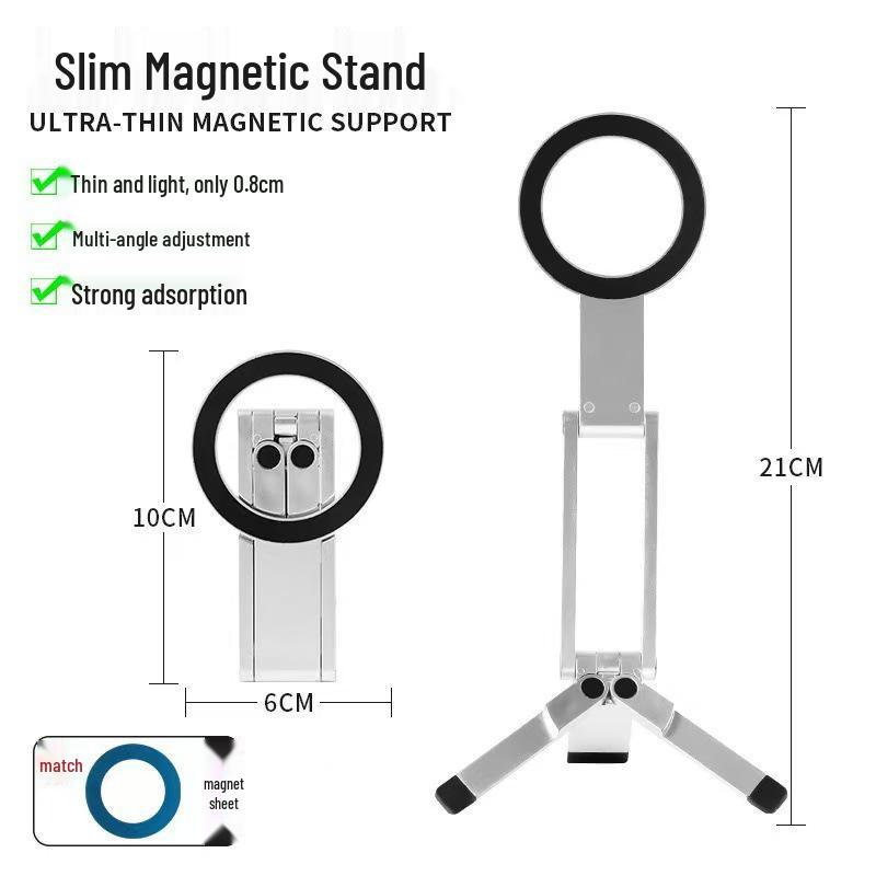 Aluminum Magnetic Phone Holder & Portable Tripod for Live Streaming