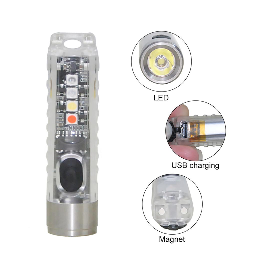 Portable Type-C interface Waterproof and Anti-drop Keychain Flashlight