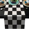 Decorative Table Cover for Home Modern Geometric Runner, Black And White Checkered Minimalist Decoration 72 Inch Striped Runner Dining Decor