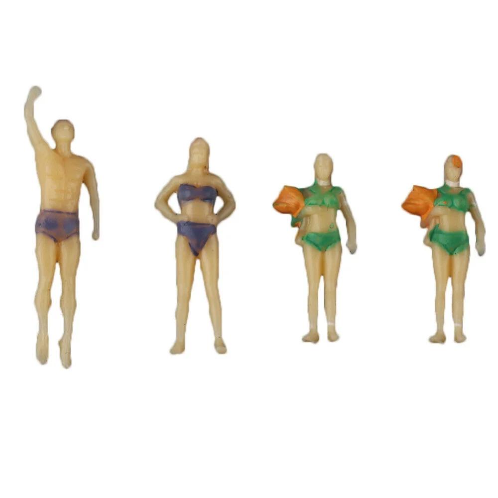 20 Stück Kunststoff sortiert 1:75 Bemalte Modell Strandmenschen Meereschwimmer Schwimmfiguren Verschiedene Posen Zuglayout Landschaftsmodell