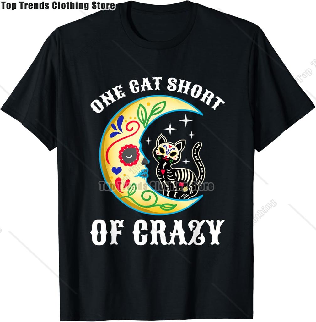 Cute Sugar Skull Cat Dia De Los Muertos Day of The Dead TShirt Mexican Summer Fashion Short Sleeved Tee TopsCasual Tshirt