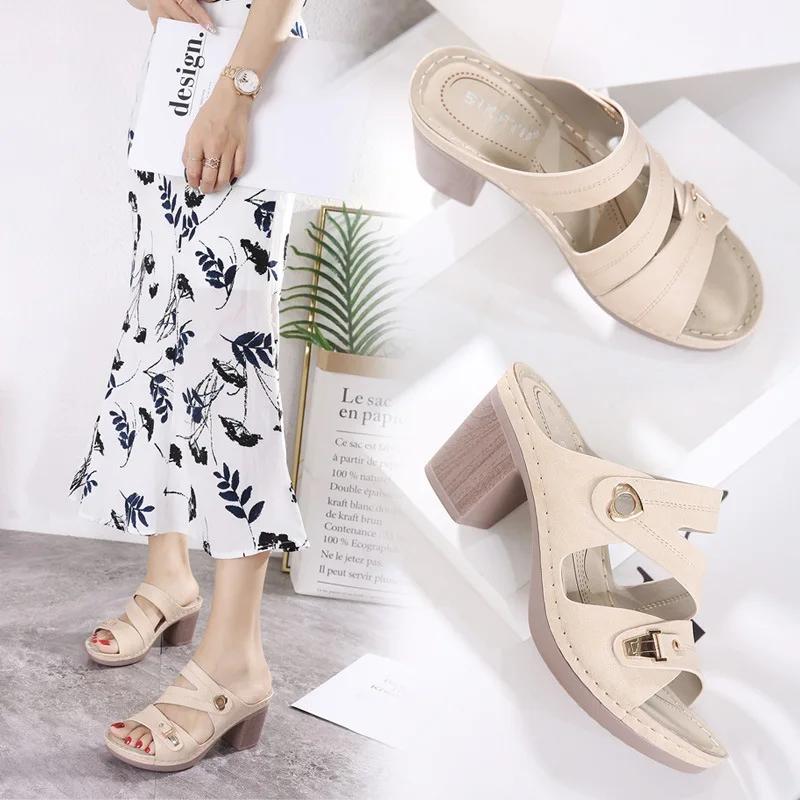 fashion Women's Slippers Sandals 2024 Summer 8cm High Heels Women Shoes Woman Slippers Summer Sandals Fashion Shoes