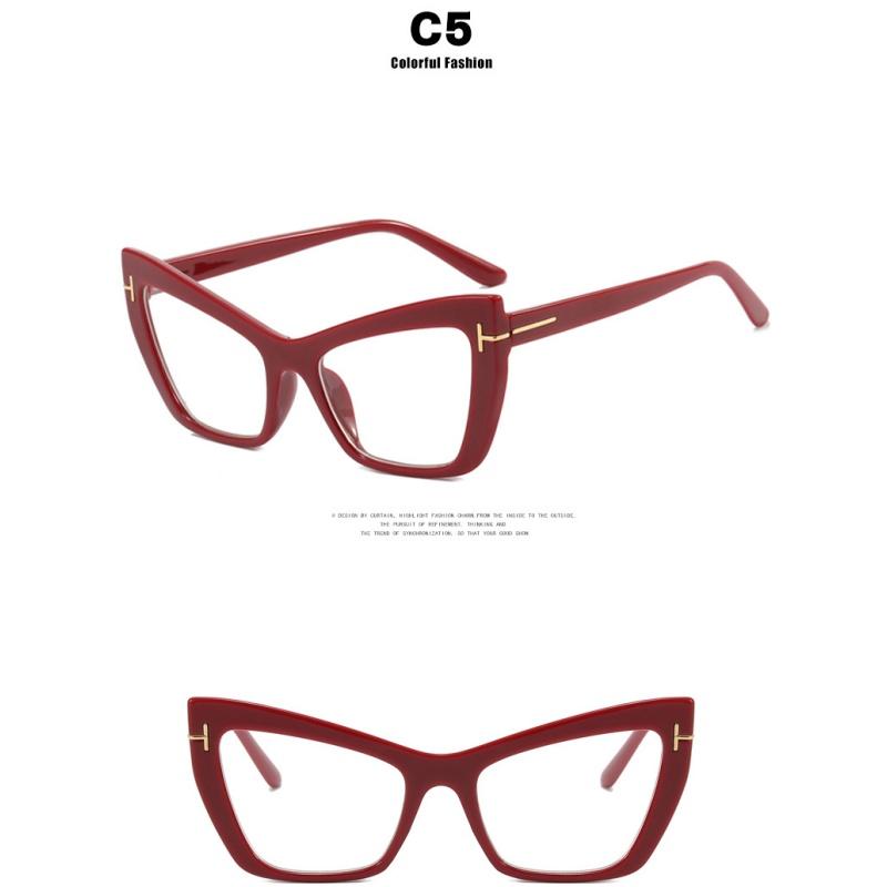 Women's Glasses T-word Cat Eye Glasses, Fashionable Large-frame Glasses
