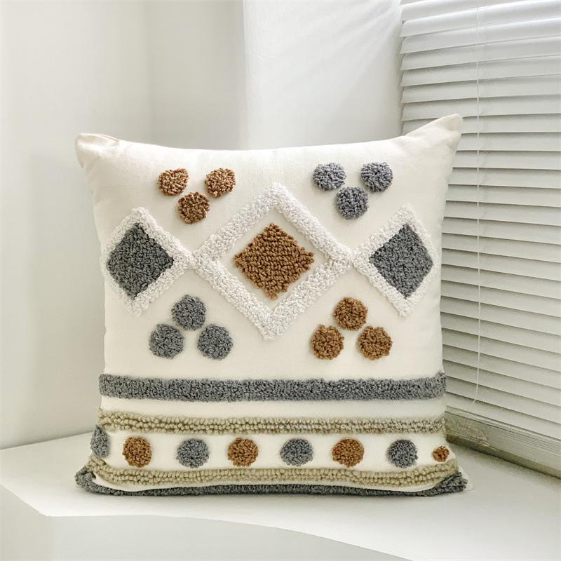 Federa Cuscino Decorativo in Velluto Ricamato 45x45CM Copricuscino Lombare Stampa Bohemien Decorazione Casa