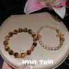Ancient Flower Silk Liu Color Gold Ba Tiger Eye Stone Tutu Bracelet, New Chinese Style, Citrine Vajra Pestle Bracelet, Set
