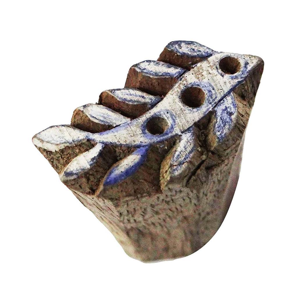 Textile Stamp Brown Floral Printing Block Hand Carved Wooden Lots Of 14