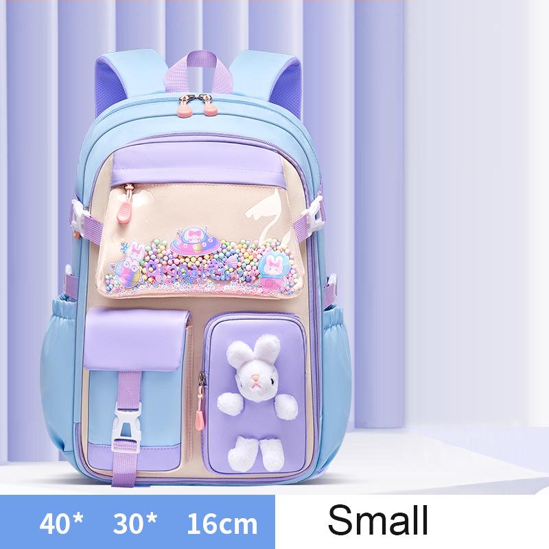 Grundschulrucksack 1.-5. Klasse Niedliche bunte Schultasche für Mädchen Wasserdicht Große Kapazität Cartoon-Hase Mochila Escolar