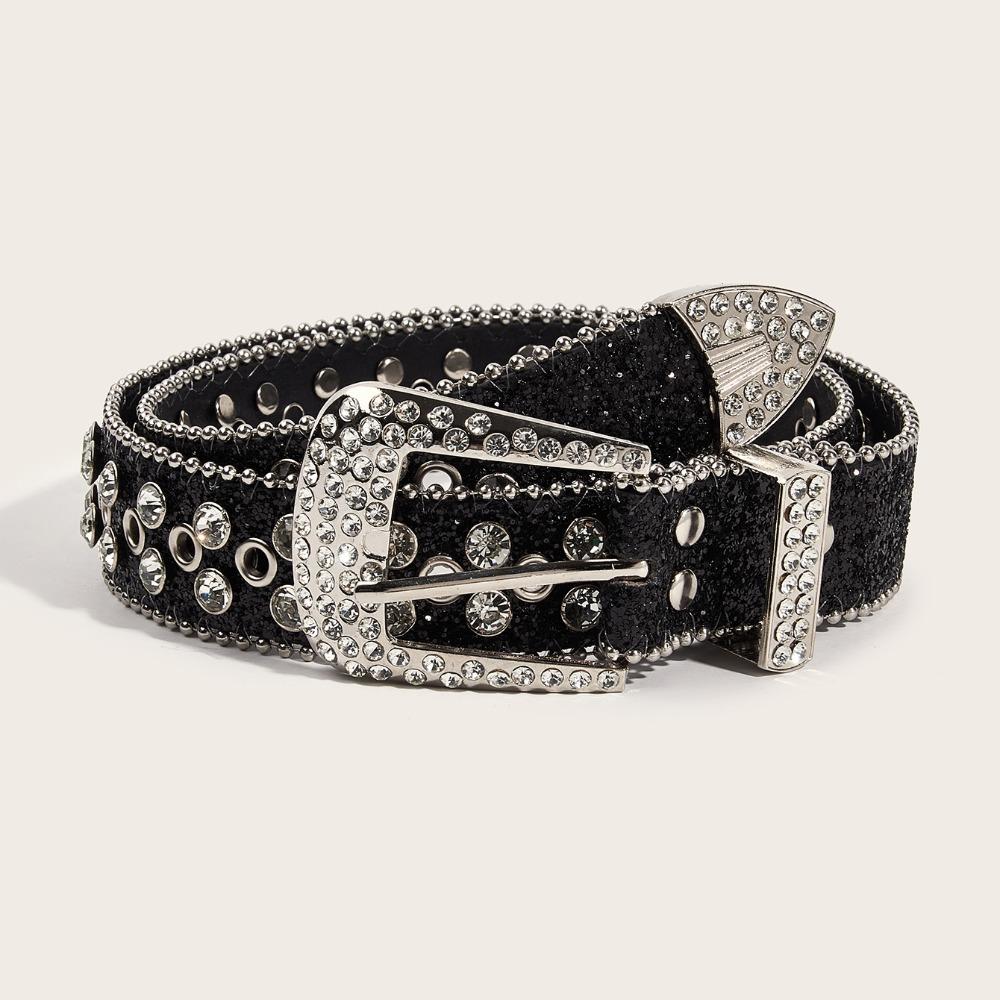 Y2K Rhinestone Belts Zinc Zinc Alloy Waistband Simple Blingbling Belt  Women