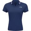 Li Ning Tennis Series Casual Comfortable Breathable Short Sleeve Polo Shirt Women Tops Deep-Navy APLUA42-2