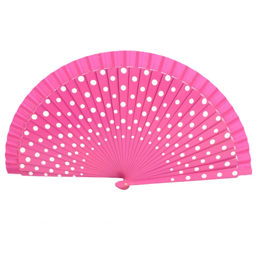 Dot Print Spainish Fan Double-sided Multicolor Dot Print Folding Fan Beautiful Dancing Fan Office Home Table Decorative Fan