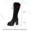 Fashion High Heeled Knee High Boots for Women Fashion Thick Bottom Autumn Winter Women Shoes Lace Up Square Toe Knight Long Botas Femmes