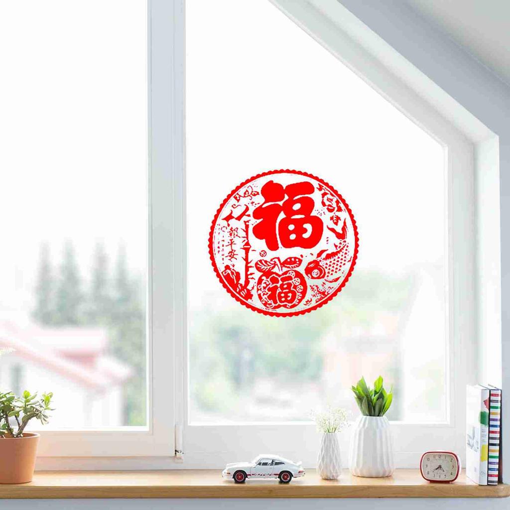Fensteraufkleber Statische Folie Chinesisches Neujahr Fensteraufkleber Rot Frühlingsfest Fensterdekorationen