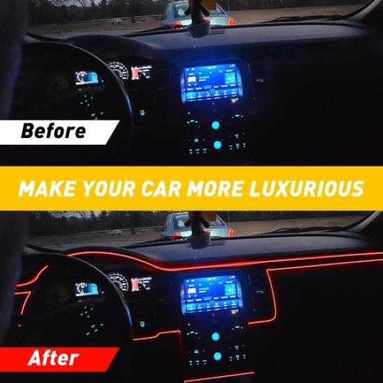 500CM LED Car Interior Decor Atmosphere Wire EL USB Strip Lights Lamp Bulbs Red