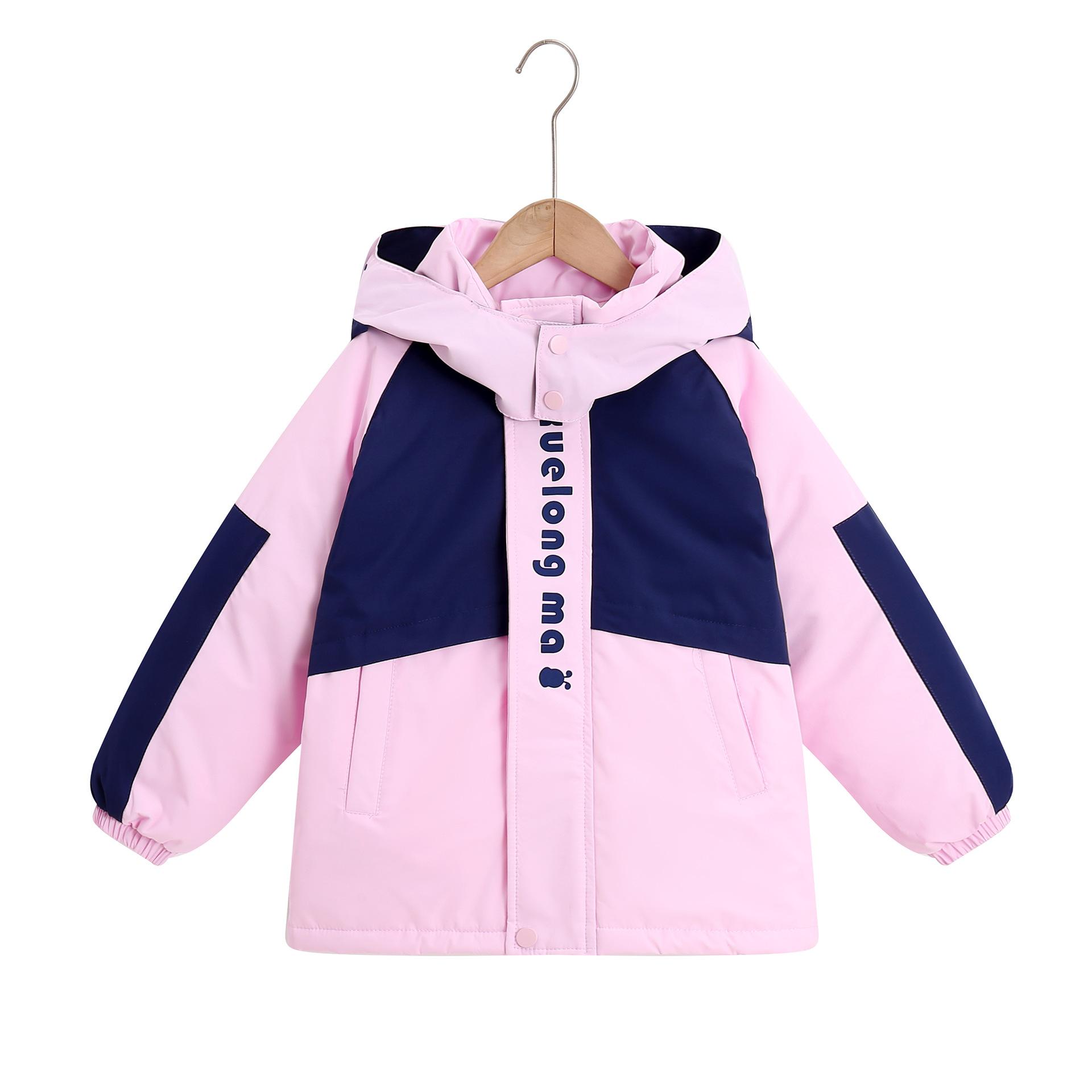 

Детская куртка-пуховик, зимняя куртка на белом утином пуху для мальчиков и девочек с капюшоном 120cm розовый