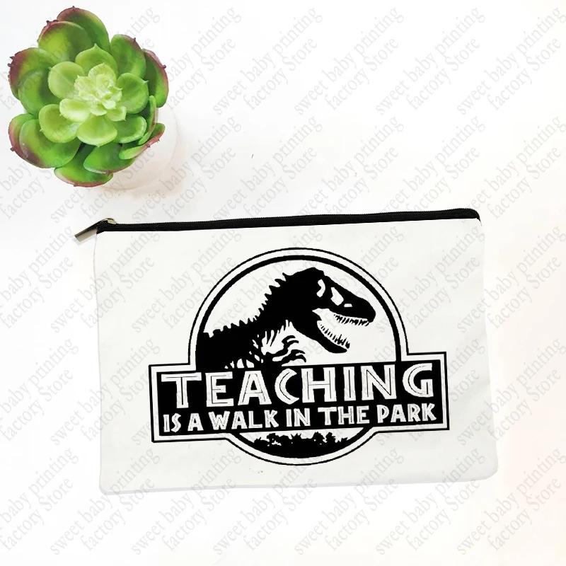 Teach Love Inspire Teacher Makeup Cosmetic Bags  Back To School Gift Beauty Cases Pencil Pouch Organizer Storage Box Mini Purse
