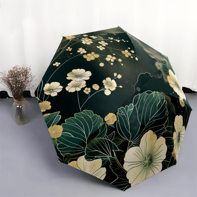 1 PC Automatic Folding Umbrella - Beautiful flowers Pattern, Portable & Foldable Design with 8 Ribs, Christmas Birthday Gifts
