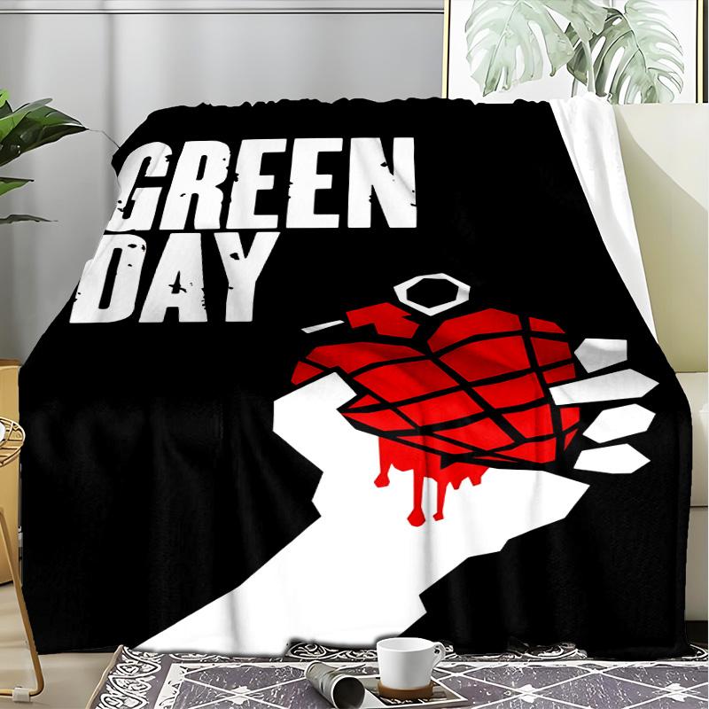 1PC Green Day Flannel Blanket, Use for Birthday/Holiday Gift, Soft Blanket for Sofa/Bed/Camping/Office/Tourism Use,All Seasons