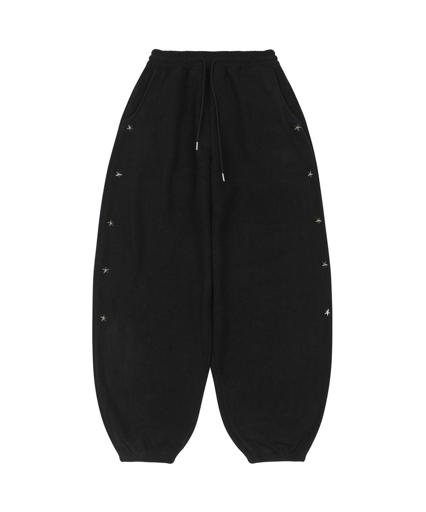Lujeoseukeulleob Star Stud Wide Fleece Sweatpants Black