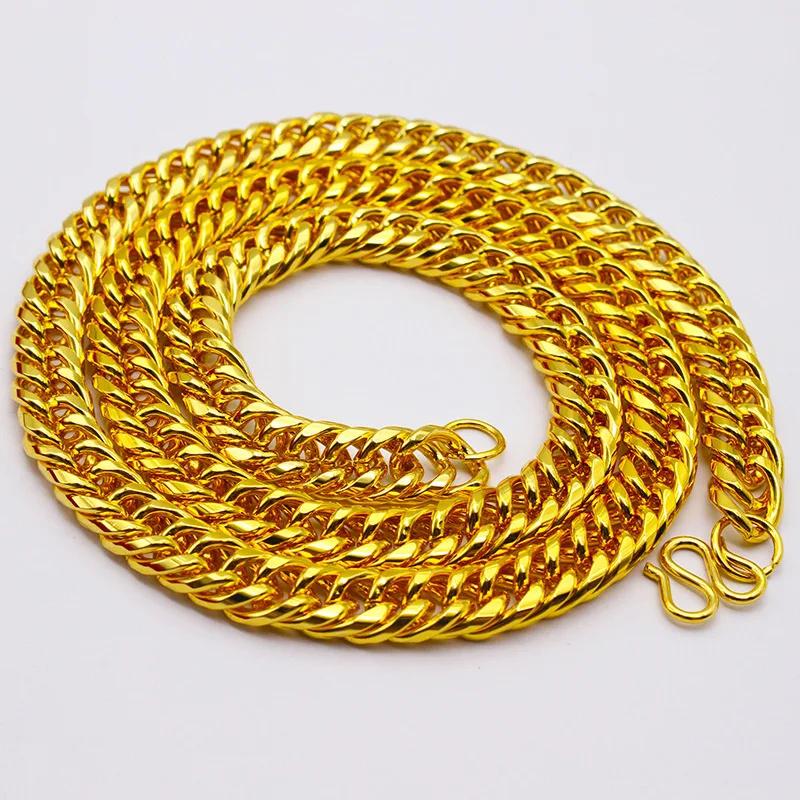 Sand Gold Collar Necklace, Thin Chain For Women, 24K Gold-Plated Copper Single/Double Wave Chain