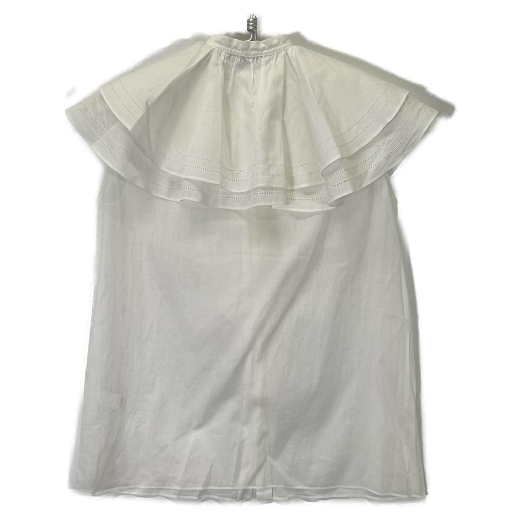 DRAWER 6521-299-0995 White Cotton Voile Frill Sleeveless Blouse tops 38 whiteUsed