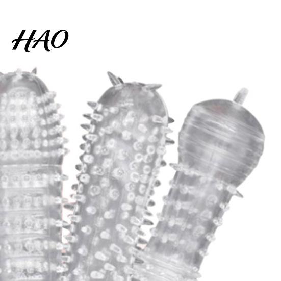 Male Condoms 5Pcs/Set Men External Use Soft Transparent Sexual Stimulation Sex Toy Large Particles Penis Sleeves Spike for Couple
