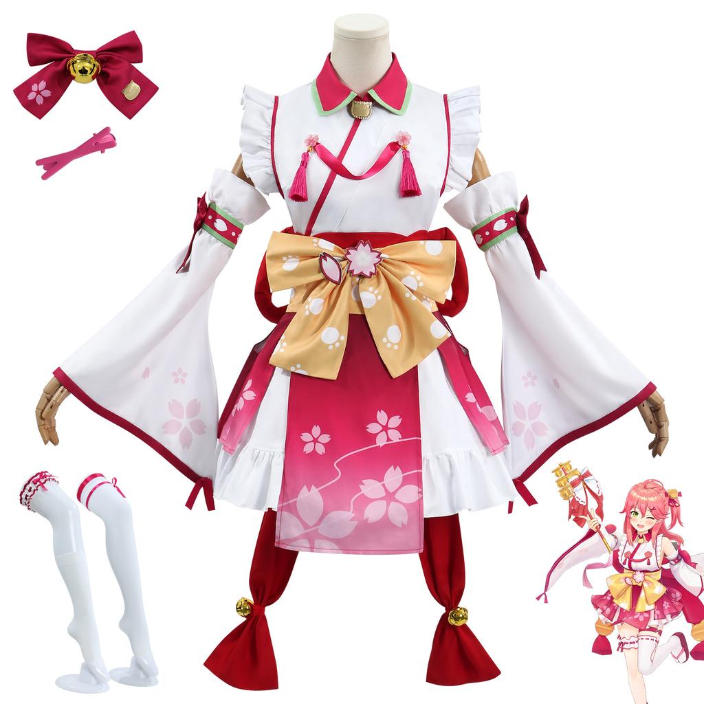 Anime Sakura Miko Cosplay Costume Vtuber Full Set Maid Dress Kimono Haori Yukata Hololive Holo Halloween Costume For Woman