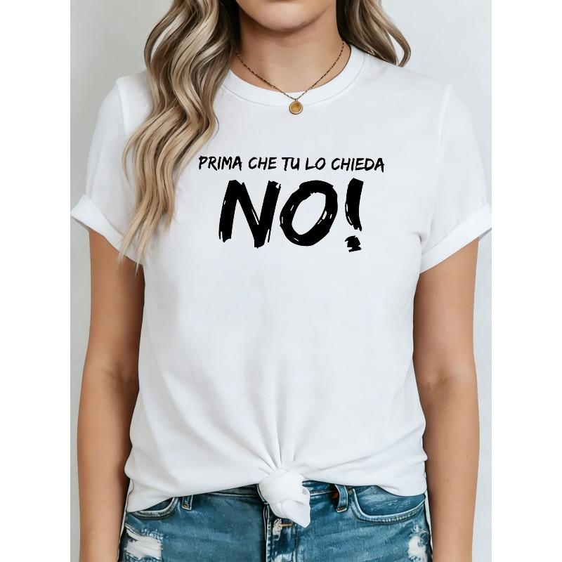 Plus Size - Plus Size - BEFORE YOU ASK NO Graphic Print Plus Size Women S T-Shirt, Short Sleeve 2XL белый